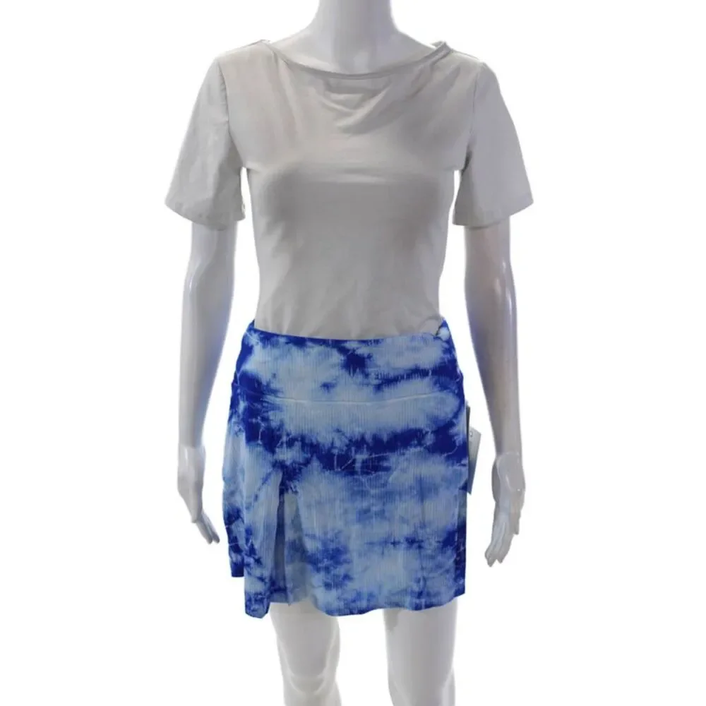 Year Of Ours Womens Stretch Ribbed Tie Dye Activewear Skort Blue Size M